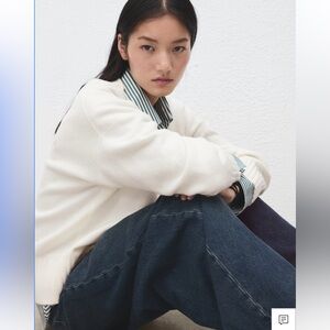 Mango White Sweatshirt cardigan